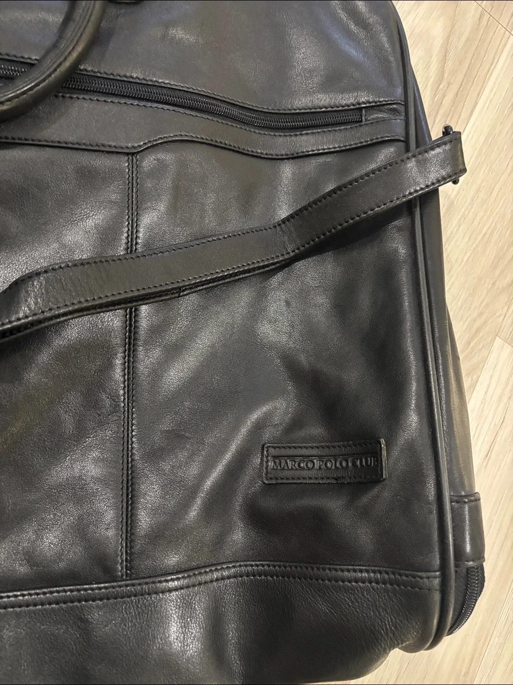 Marco Polo Club Black Leather Men’s Garment Bag‎ - Classic Travel Brief